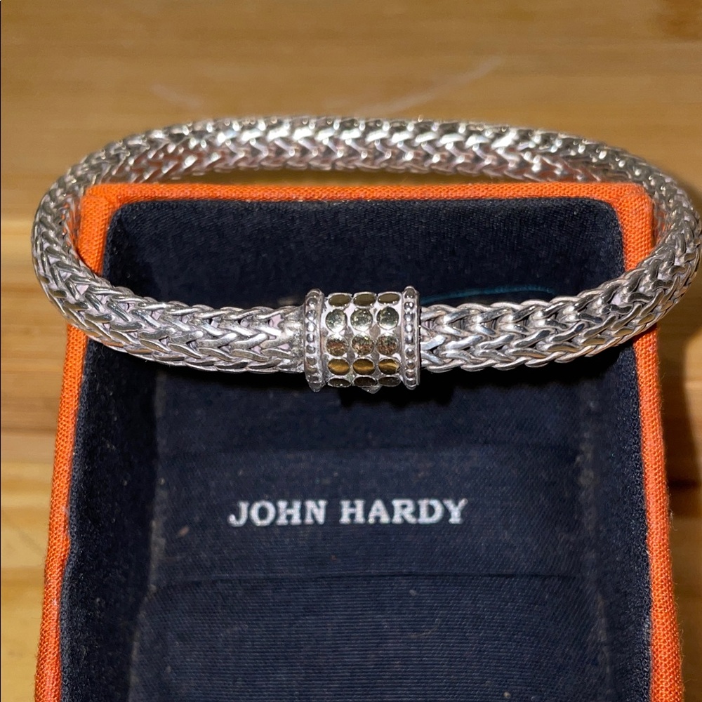 John Hardy Sterling Silver and 18 carat Gold Woven Bracelet.